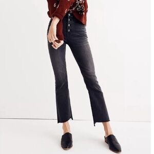 Madewell Cali Demi High Rise Button Front Crop Asymmetric Hem Size 27